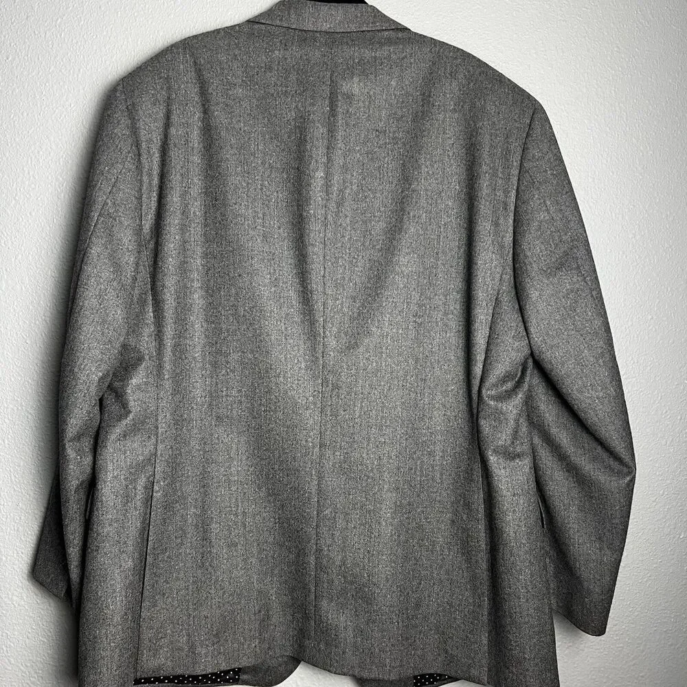 Samuelsohn 100% Wool SB Gable Super 120's Sport Coat Blazer Custom Size 44R Gray